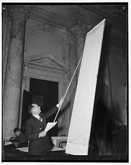 Commissioner Isador Lubin discussed rising prices in front of the Monopoly Committee, 1939.