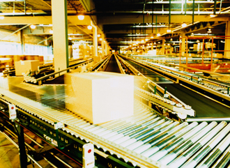 Box on conveyor.