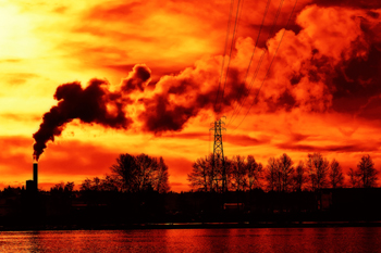 Factory and smokestack