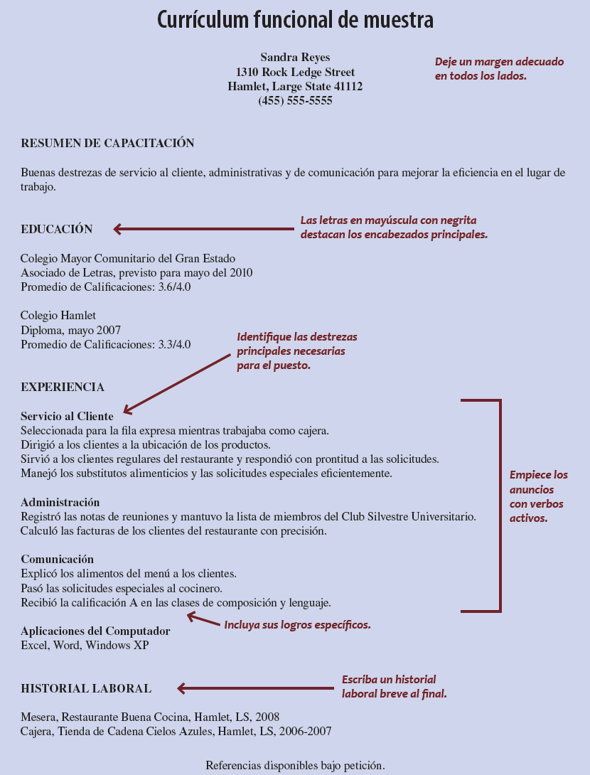Sample functional resume