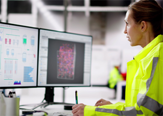 Power plant operator monitors power generation system. 