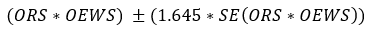 The ORS-OEWS estimate plus or minus 1.645 multiplied by the standard error of the ORS-OEWS estimate